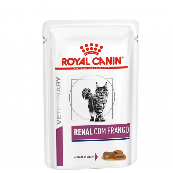 Ração Royal Canin Sachê Feline Veterinary Diet Renal Frango para Gatos com Doença nos Rins - 85 g 